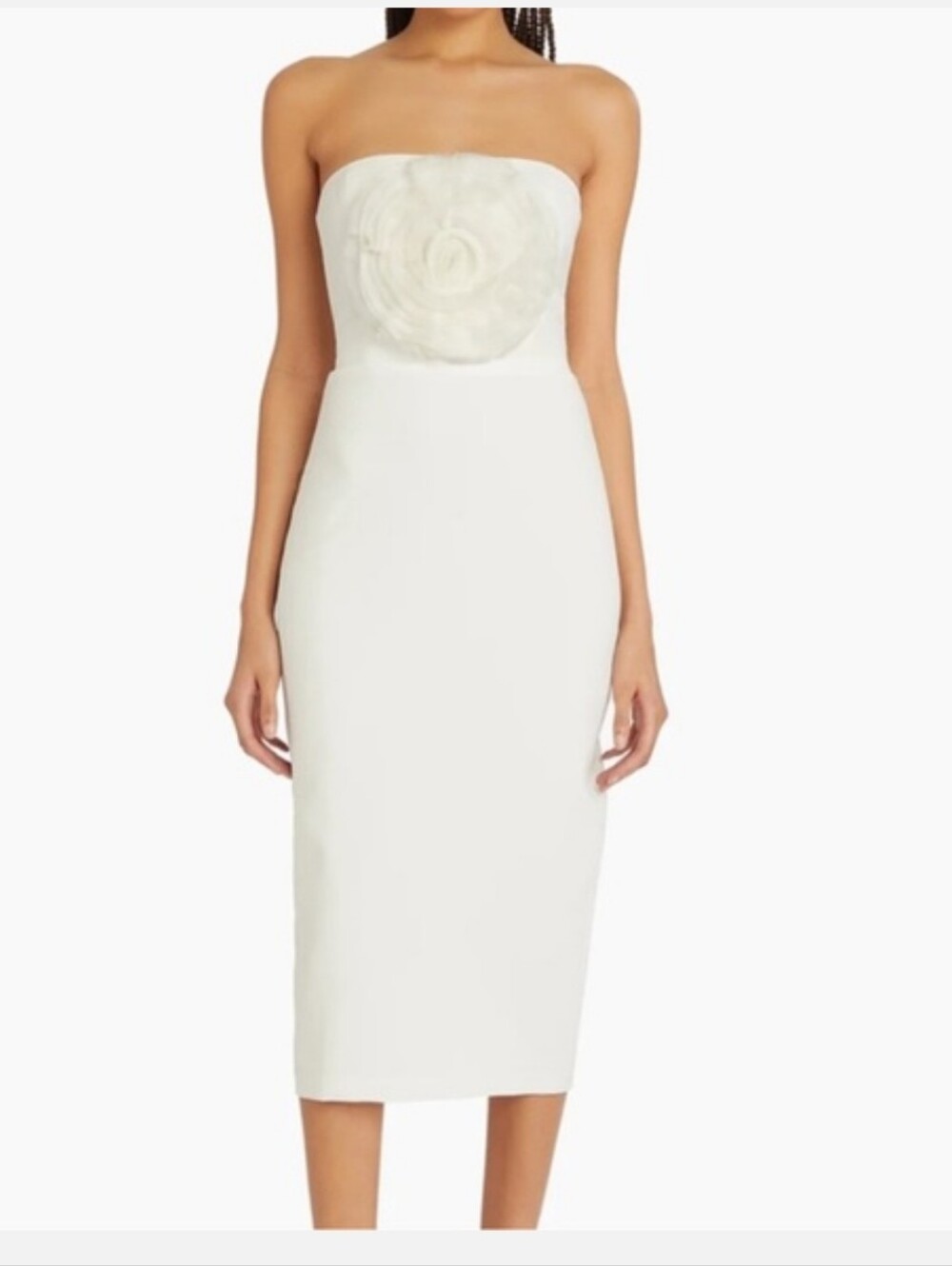 Amanda Uprichard Fae Rose strapless white rosette dress medium M